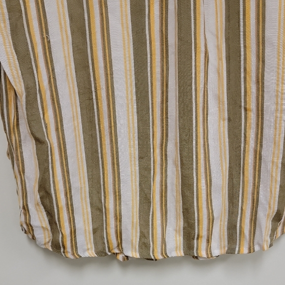 Striped Button-Down Shirt in Olive and Cream - Picture 8 of 16